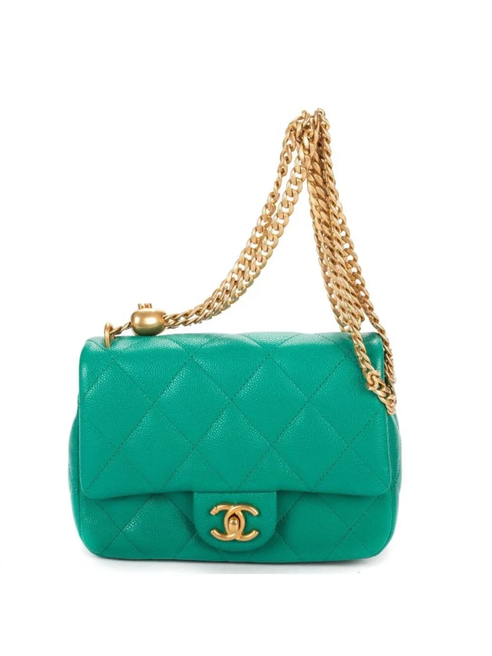 Chanel Mini Sweetheart Crush Flap Bag Green Quilted Caviar Leather
